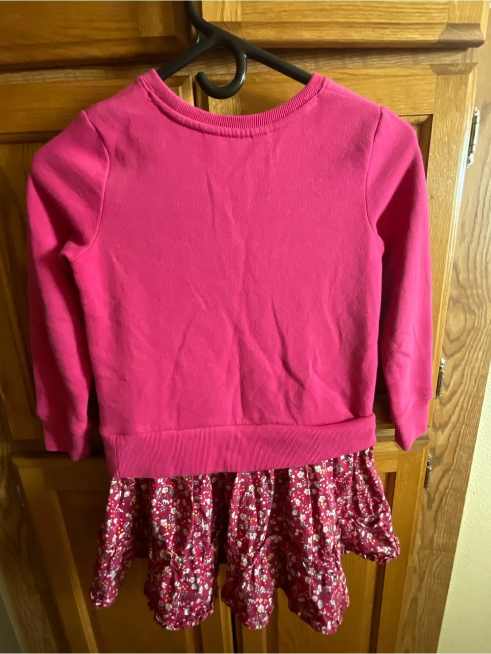 Ralph Lauren Hot Pink Sweatshirt Dress with Floral Skirt